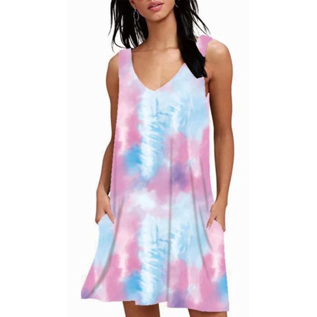 Robes T-Shirt Décontractées d'Été pour Femmes, Sortie de Plage, Robe Débardeur Plissée Unie