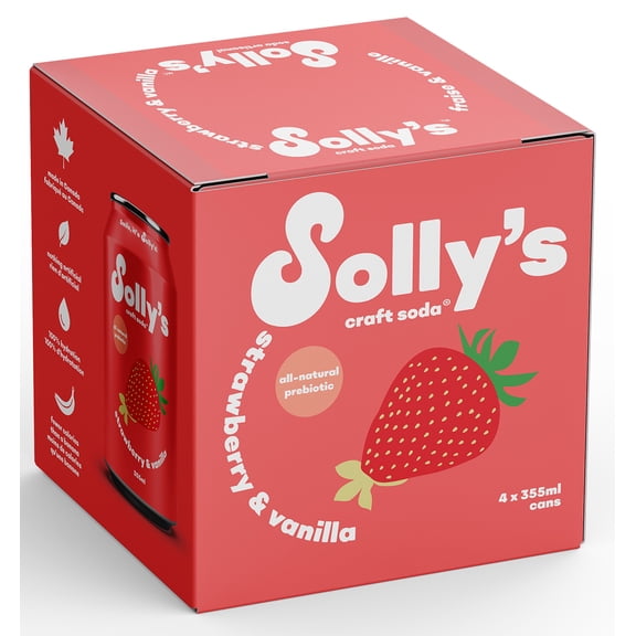 Solly's Craft Soda Strawberry & Vanilla Prebiotic 4x355ml
