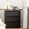 thumbnail image 1 of Homfa Table de Chevet à 3 Tiroirs, Petite Table de Sofa, Armoire de Rangement en Bois pour Salon, Fini Noir, 1 of 8