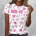 thumbnail image 1 of Ounisa T-Shirts Graphiques Cœur d'Amour Mignons pour Femmes Coupe Ample Manches Courtes, 1 of 5