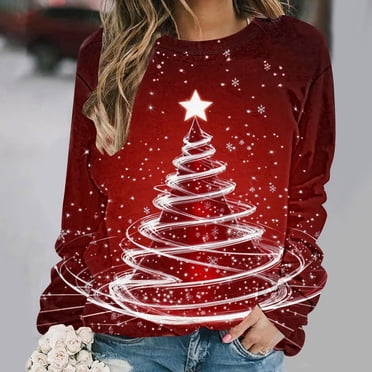 Ailaofu Chandail de Noël à Manches Longues Col Rond Tricoté Chandail Laid Tendance Décontracté Drôle Imprimé Graphique de Noël Mignon Chandails à Enfiler