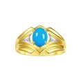 thumbnail image 1 of RYLOS Men's Rings 14K Yellow Gold Rings Classic Designer Style 9X7MM Oval Gemstone &  Diamond Ring Turquoise December Birthstone Rings For Men Size 10, 1 of 7