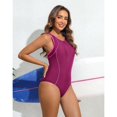 thumbnail image 3 of Beautyin Women Athletic One Piece Swimsuit Zipper Racerback Bathing Suit Swimwear, 3 of 9