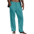 thumbnail image 1 of Weiqiqre Mens Pants New Linen Pants Drawstring Elastic Solid Color Loose Casual Trousers Lightweight Slight Stretch, and Regular Fit for All-Season Going Out, 1 of 5