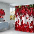 thumbnail image 1 of Red Rose Flower Floral Bathroom Shower Curtain  Shower Rings Included Polyester Waterproof Shower Curtain, 1 of 8