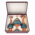 thumbnail image 1 of Handcrafted Turquoise Inlaid Copper Dish & Vase Set (Firoozeh Koobi), 1 of 9