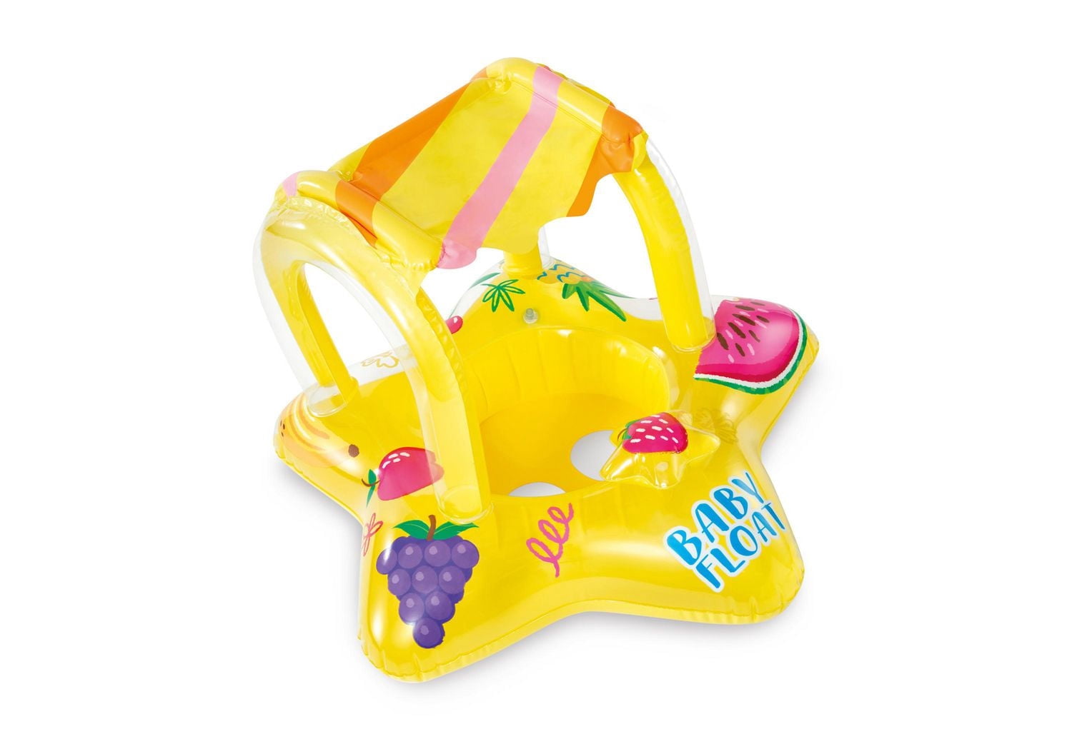 Flotteur de piscine gonflable jaune Kiddie Intex avec parasol