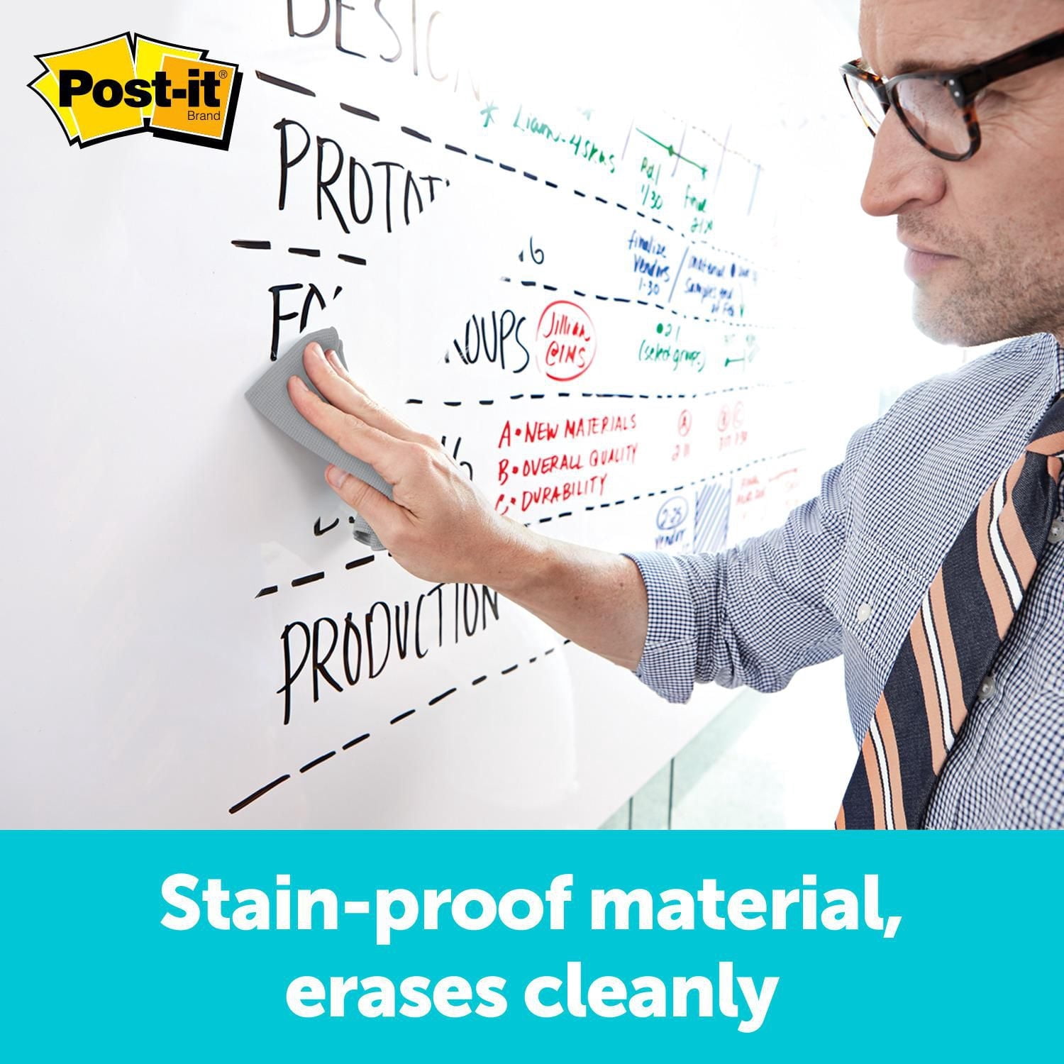 Post-it® Super Sticky Dry Erase Surface DEF6x4, 4 ft x 6 ft (1.21 m x 1.82 m)