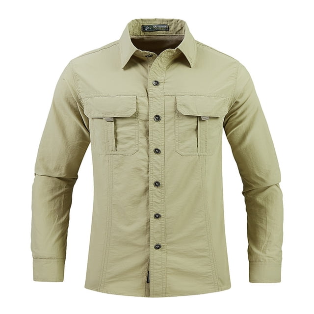 Dagugfen Plus Size Mens Shirts Button down Long Sleeve Loose Stretch Casual Work Tops with Pockets