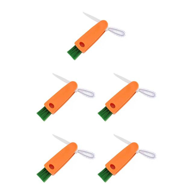 relayinert Milk Bottle Groove Brush Multifunctional Long-handle Foldable Dust Remover Cleaning Tools Household Kitchen Accessories Orange 5Set