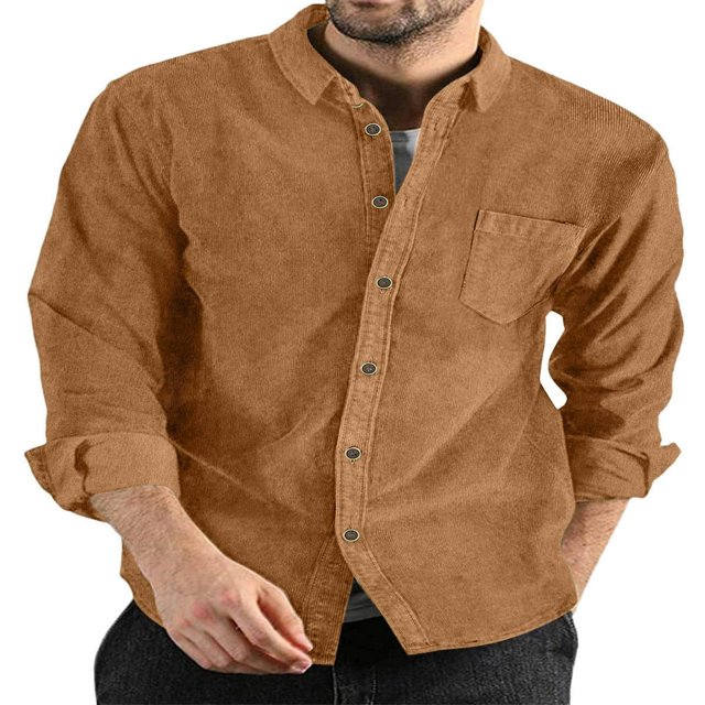Men‘s Spring Autumn Cual Shirts Solid Color Long Sleeve Lapel Tops Button Shirts for Party