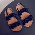 thumbnail image 2 of GiLiling Girls Sandals, Open-Toe Summer Shoes with Ruffle Straps Adjustable Ankle Closure, Non-Slip TPR Sole for Casual Fashion Wear (Black, 9-9.5 Years), 2 of 2