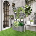thumbnail image 2 of Outsunny Raised Garden Bed with Trellis and Plant Shelf, Grey, 2 of 10