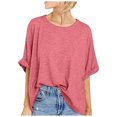 thumbnail image 1 of Plebaso T-Shirts Surdimensionnés pour Femmes Manches Courtes Col Rond T-Shirts d'Été Décontractés Amples Blouses 2025, 1 of 7