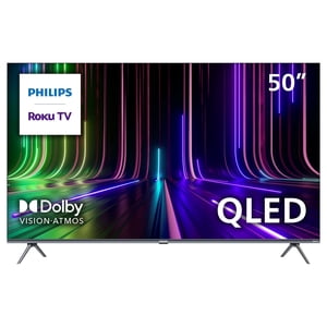 Rénovés Philips 50" QLED TV, 4K UHD, Dolby Vision HDR10, Plateforme intelligente de Roku, 60 Hz, rétroéclairage à rayons complets, 50PUL7973/F6