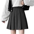 thumbnail image 1 of Mrat Women Mini Skirt Pleated A-Line Skirt Layered Ruffle A Line Women's Pencil Skirt Drawstring Ruched Ruffle Solid High Waist Bohemian Hippie Style Skirts Short Skirt Gray_EE XXL, 1 of 9