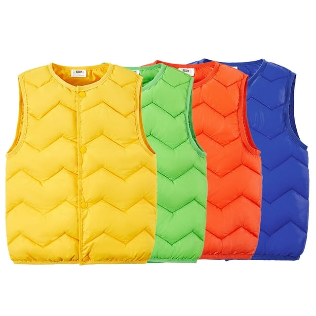 Gilet pour Tout-Petits 2-10 Ans pour Garçons Filles Couleur Unie Gilets en Coton Bébé Léger Doudoune Sans Manches Veste Unisexe