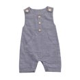 thumbnail image 1 of Kmbangi Baby Boy Girl Sleeveless Romper Button-Down Jumpsuit Striped Outfit, 1 of 9