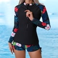 thumbnail image 4 of Kcodviy Femmes Ensemble Deux Pièces Maillot Dermoprotecteur Femmes Maillot de Bain Garde Manches Longues à Glissière Guards pour Femmes Maillots de Bain Chandail de Bain Maillot de Bain avec Garde Ensemble avec Bas Culottes Garçonnes, 4 of 5