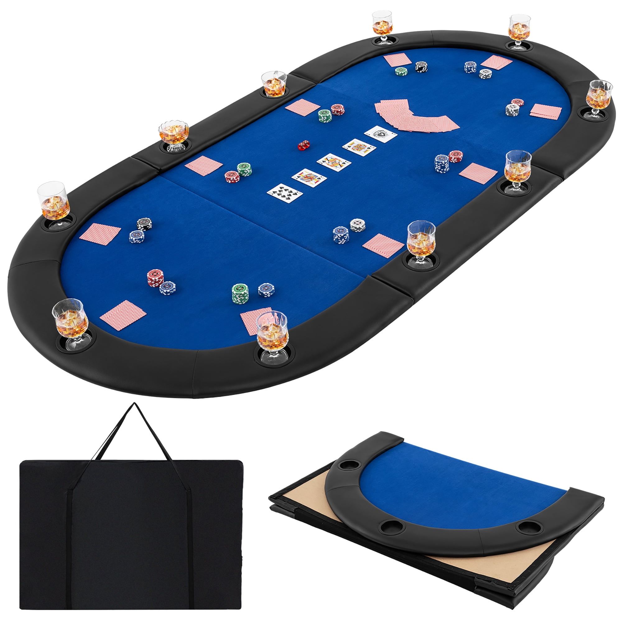 Gymax 84'' x 42'' 10-Player Foldable Padded Poker Table Top w