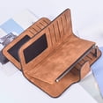 thumbnail image 3 of Ohufall Frosted Leather Womens Long Wallet Zipper Coin Purse ID Window Card Holder Organizer, 3 of 5