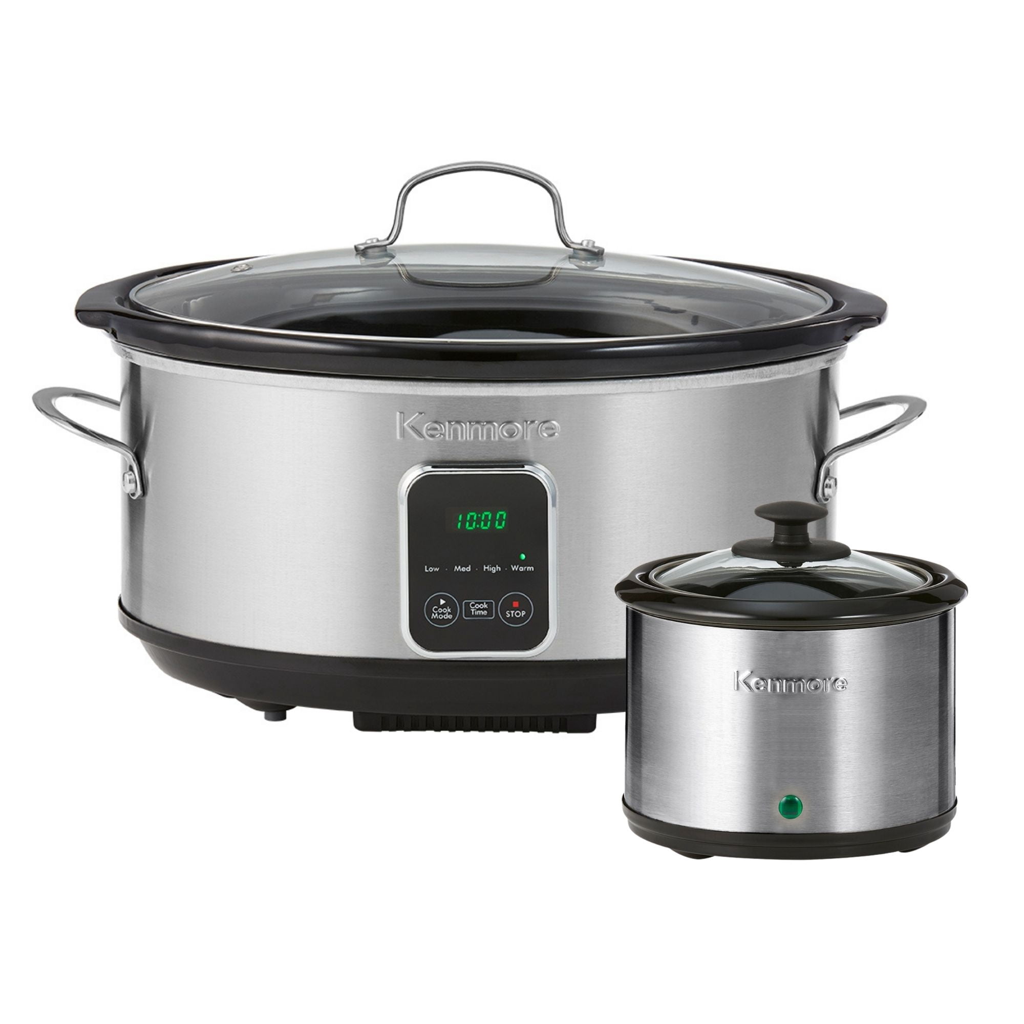 Kenmore 7-Qt Programmable Slow Cooker with Dipper (6.6L), Black & Silver, Easy to Use for Family Meals