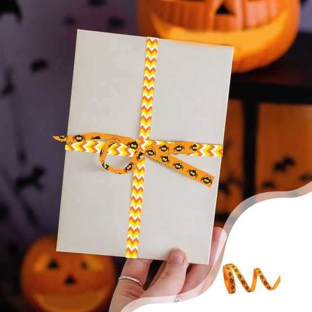 YIMWNYI Halloween Ribbon, Festive Party Decoration, Crafting and Gift Wrapping Supplies, 10 Yards of Versatile Polyester Ribbon, Elegant Bow Making Accessory