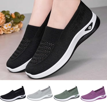 Jovati Espadrilles Décontractées pour Femmes, Empeigne en Maille Tricotée Fly, Fermeture à Lacets, Semelle Extérieure en Caoutchouc Souple, Conception Anti-Fatigue, Chaussures d'Été Respirantes