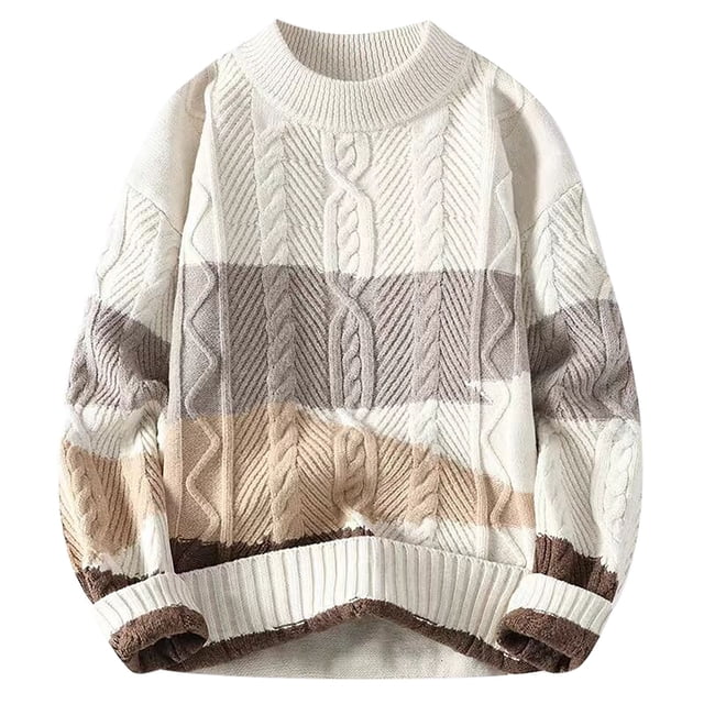 JMYHOAM Sweaters for Men Graphic Sweaters Winter Casual Fashion Color Block Long Sleeved Round Neck Sweater,S-XL