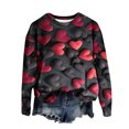 thumbnail image 2 of Qertyioot Chemise Cœur d'Amour Saint-Valentin Grande Taille Pull, Manches Longues Graphiques pour Femmes Col Rond Oversize, 2 of 5