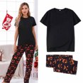 thumbnail image 2 of TIMIFIS Pyjamas d'Halloween pour la Famille pour Femmes/hommes Pyjamas des Fêtes d'Halloween Ensembles Assortis Tenue de Nuit 2 Pcs Combinaison Toile d'Araignée Fantômes Citrouille Squelette Haut et Pantalon Tenue Tenue d'Intérieur Hiver, 2 of 6