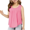 thumbnail image 1 of Débardeurs Unis à Ourlet Volanté pour Filles, Hauts Sans Manches à Col Rond pour Enfants, 4-14 Ans, T-Shirts Décontractés, 1 of 6