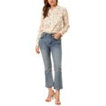thumbnail image 2 of INSPIRE CHIC Chemise Boutonnée pour Femme à Petites Fleurs à Manches Longues Col en Pointe Haut de Bureau TP Blanc, 2 of 8