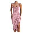 thumbnail image 2 of UPPADA Robe à Col Ras du Cou pour Femmes, Couleur Unie, Robes d'Invitée de Mariage, Ceinture, Cocktail, Fête, Tenue de Travail, Coupe Ajustée, Robe Crayon, Robes Midi Décontractées, Soldes de Liquidation, Offres du Jour, 2 of 8