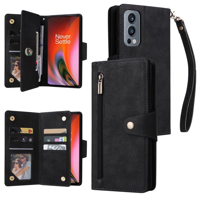 Case for OnePlus Nord 2 5G Magnetic Leather Zipper Wallet Cover Card Holder