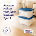 thumbnail image 2 of Homz Snaplock 56Qt Stackable Plastic Storage Container & Lid, Blue (2 Pack), 2 of 7