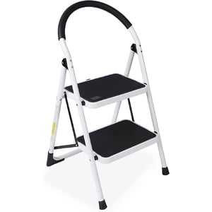 WAYPLUS 2 Échelle en acier, tabouret pliant portatif avec pieds antidérapants, tampons en caoutchouc, 330lb Capacité