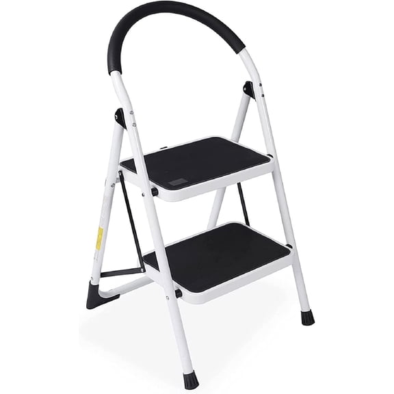 WAYPLUS Escabeau en Acier à 2 Marches, Marchepied Pliant Portable avec Pieds Antidérapants, Coussinets en Caoutchouc, Capacité de 330 Lb