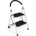 WAYPLUS 2 Échelle en acier, tabouret pliant portatif avec pieds antidérapants, tampons en caoutchouc, 330lb Capacité