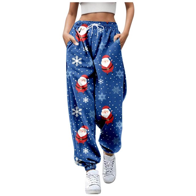 LUOGENLI Pantalon Décontracté pour Femme Pantalon Décontracté à Imprimé de Dessins Animés pour Dame Pantalon Décontracté pour Femme 44X32 Pantalon Décontracté pour Femmes Bleu Bleu Foncé TTG