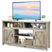 Costway Support de télévision de 59 po, centre de médias console avec porte de grange pour téléviseurs de 65 po, naturel