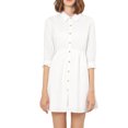 thumbnail image 1 of INSPIRE CHIC Robe-Chemise pour Femme Manches 3/4 Boutonnée Mini Robes Blanc m, 1 of 7