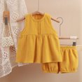 thumbnail image 1 of TopLLC Ensembles de Blouses et Chemises à Manches Courtes Col Rond Mode Filles Tenues Décontractées Manches Courtes Col Rond Boutons Shorts Unis Ensemble Fille, 1 of 3