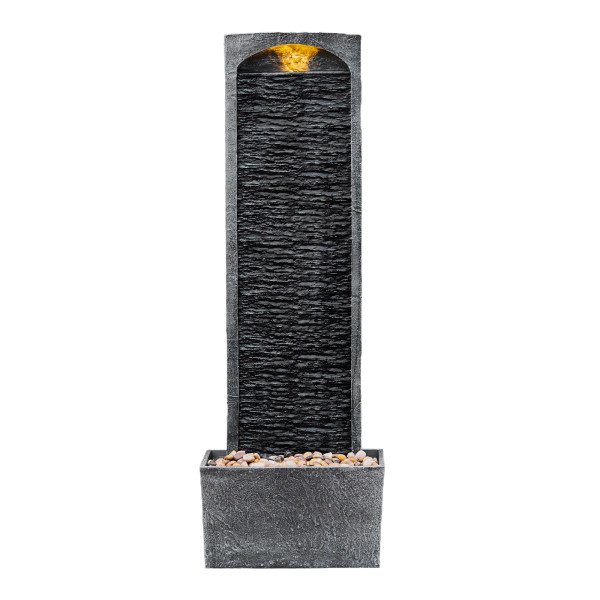Teamson Home Outdoor 38.5” Textured Waterfall Fountain Yard Décor Gray