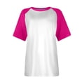 thumbnail image 3 of Womens Summer Raglan T-Shirts Color Block Plus Size Baseball Tees Casual Short Sleeve Loose Pullover Hot Pink, 4XL, 3 of 5