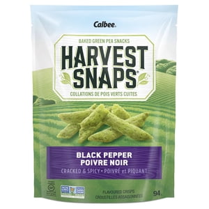 Calbee Harvest Snaps Snapea Crisps Black Pepper Gluten Free Baked Green Pea Crisps 94g