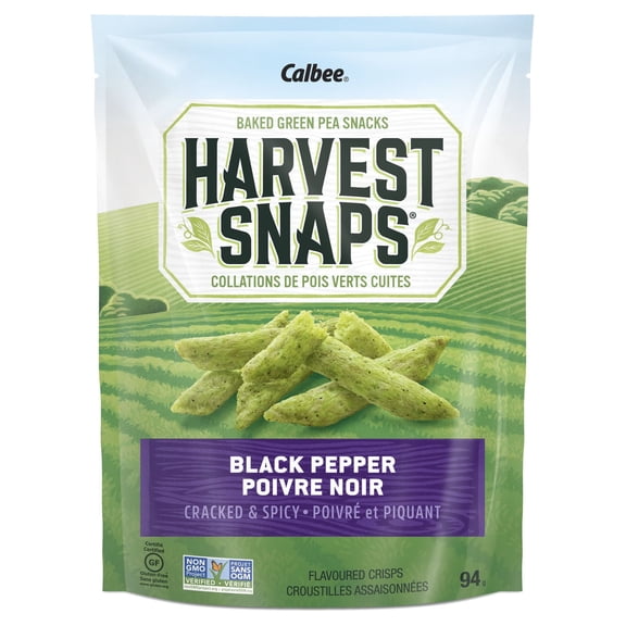 Calbee Harvest Snaps Snapea Crisps Black Pepper Gluten Free Baked Green Pea Crisps 94g