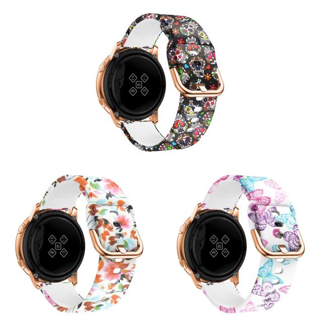 ALMNVO (Single pack 3pack) 20mm Compatible with Galaxy Watch 5 4 40/44mm Watch 5 Pro 45mm Samsung Galaxy Watch 4 Classic 42/46mm Galaxy Watch Active 2/3 Flower Silicone Pattern Replacement Strap