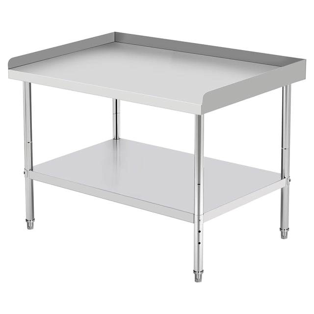 GloryStar NSF Certified Stainless Steel Commercial Work Table, Adjustable Height Legs, 400 Lbs Capacity, 2" Edge Baffle