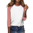 thumbnail image 4 of FNFYFH Liquidation Walmart + Offres de la Semaine T-Shirts de Baseball à Manches 3/4 pour Femmes 2025 Été Décontracté Col Rond Chandail Athlétique Manches Raglan Hauts Légers Blouses à Empiècements, 4 of 7